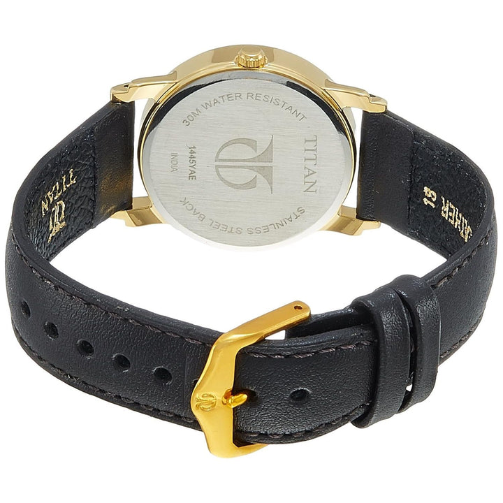 Titan White Dial Brown Leather Strap Watch NL1445YL04 (J583)