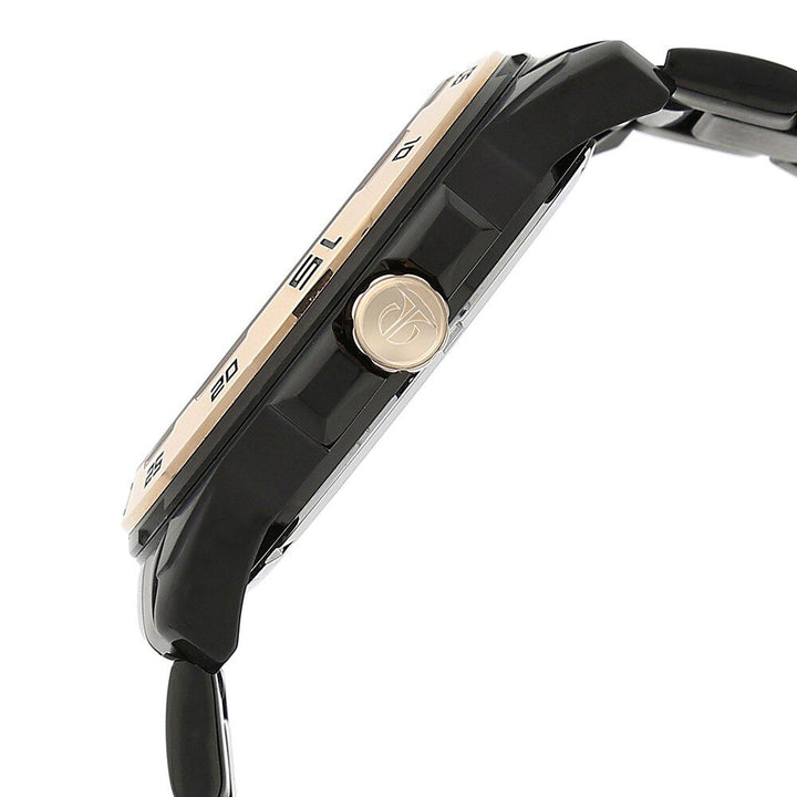 Titan Quartz Multifunction Black Dial Stainless Steel Strap Watch for Men-NK90008KM02