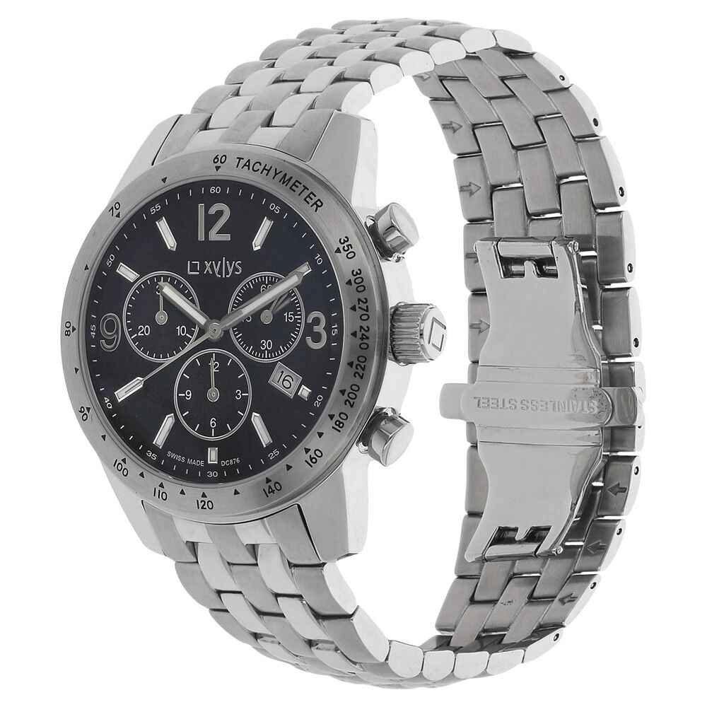 Xylys Swiss Chronograph Silver Stainless Steel Strap and Blue Dial Watch For Men NG90009SM01