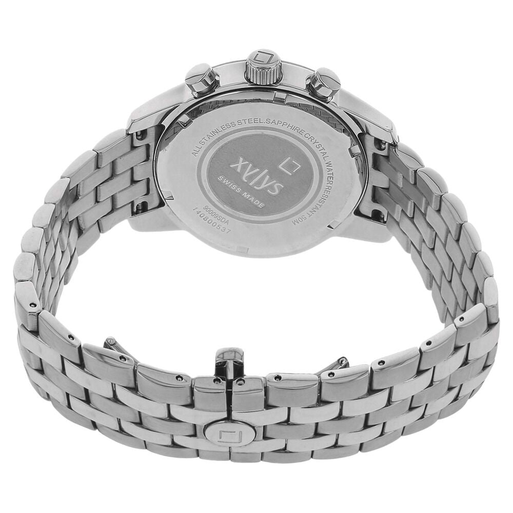Xylys Swiss Chronograph Silver Stainless Steel Strap and Blue Dial Watch For Men NG90009SM01