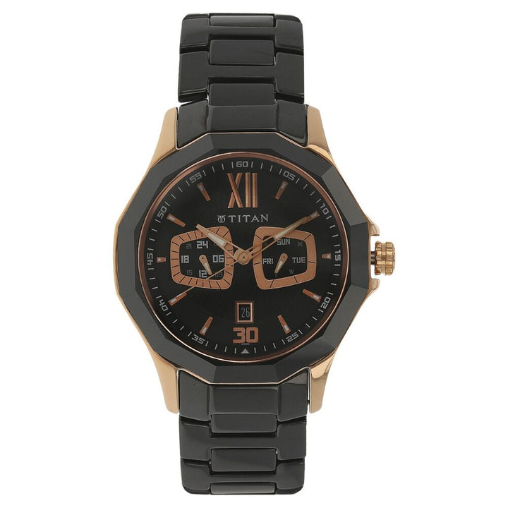 Titan Analog Black Dial Quartz Ceramic Strap watch for Men-NH90012KD02