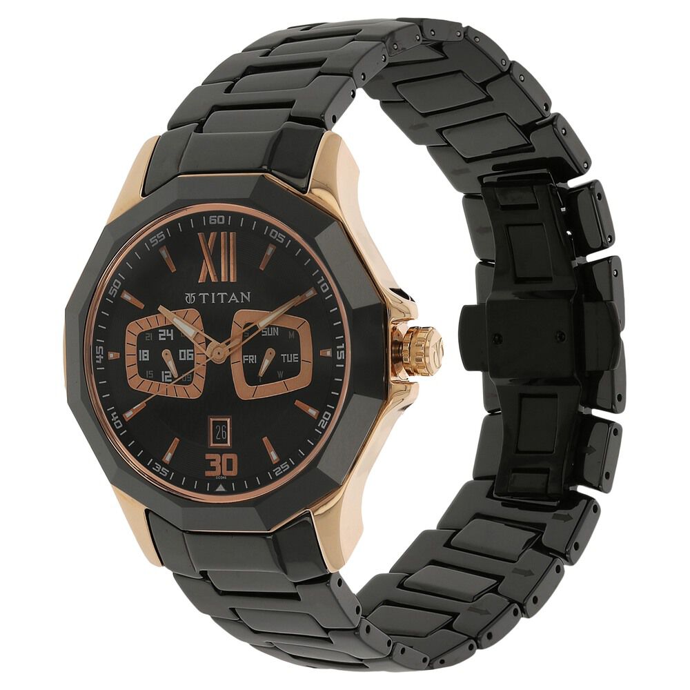 Titan Analog Black Dial Quartz Ceramic Strap watch for Men-NH90012KD02