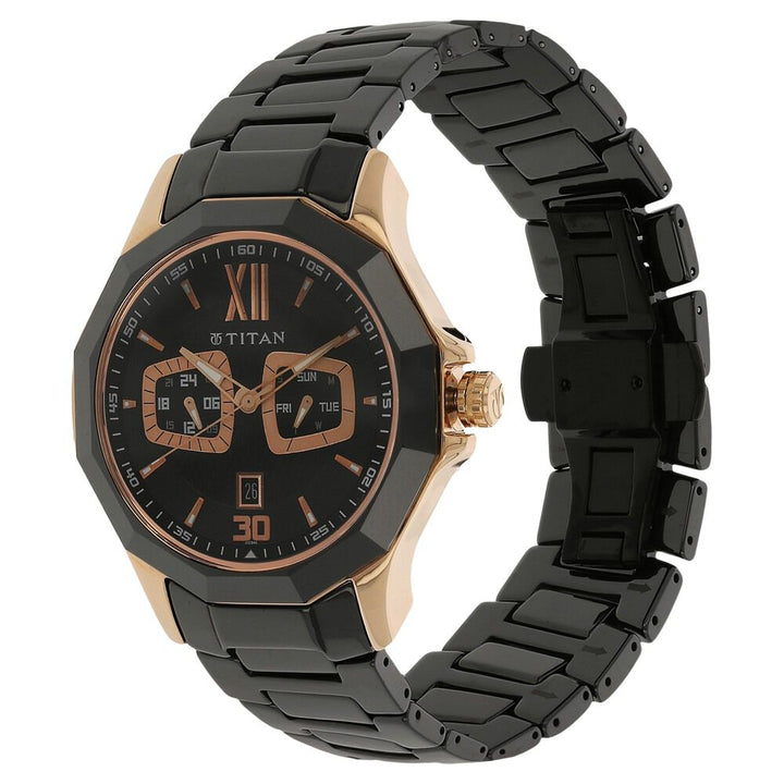 Titan Analog Black Dial Quartz Ceramic Strap watch for Men-NH90012KD02