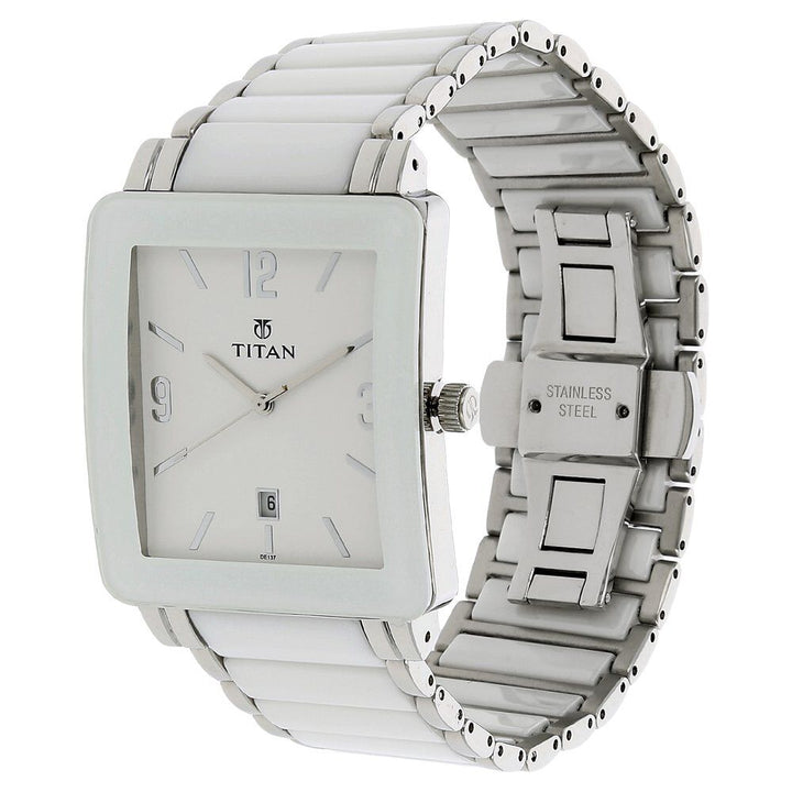 Titan White Dial Analog with Date Bimetal Strap watch for Men-NH90013SD01J