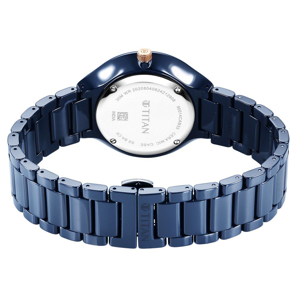 Titan Regalia Ceramics Quartz Analog Blue Dial Blue Color Ceramic Strap Watch For Men 90014KC04