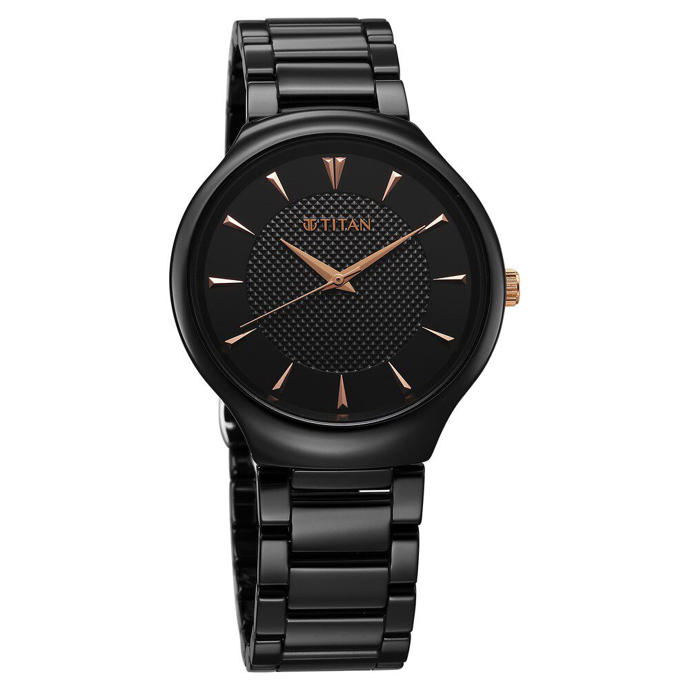 Titan Regalia Ceramics Quartz Analog Black Dial Black Color Ceramic Strap Watch For Men 90014KC05