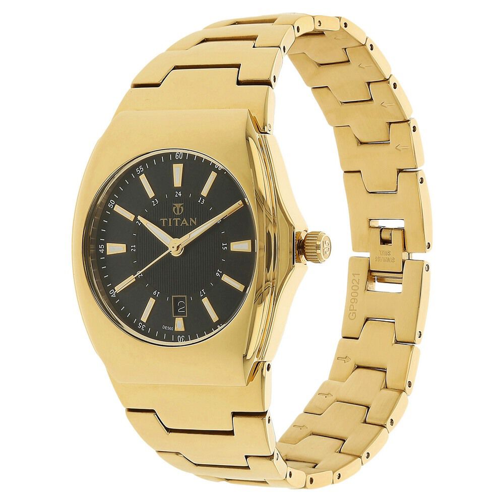 Titan Quartz Analog with Date Black Dial Stainless Steel Strap Watch for Men-90021YM01J