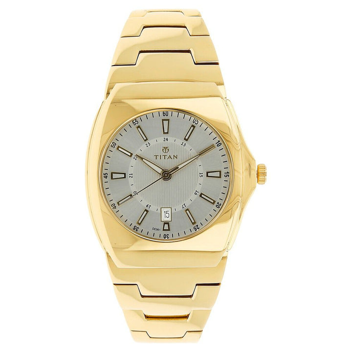 Titan Analog with Date White Dial Stainless Steel Strap Watch for Men-90021YM02J