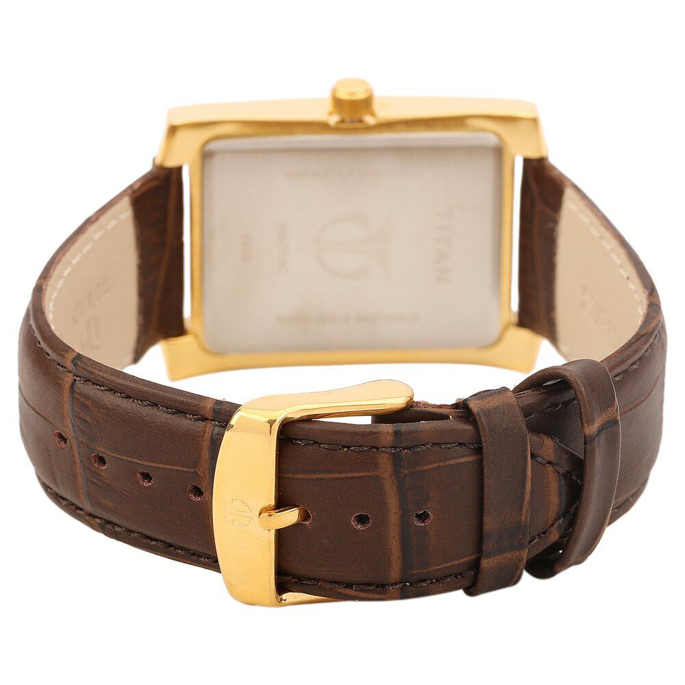 Titan Quartz Analog with Day and Date Black Dial Leather Strap Watch for Men-90023YL02