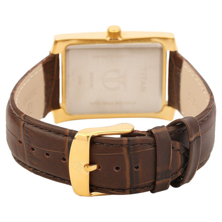 Titan Quartz Analog with Day and Date Black Dial Leather Strap Watch for Men-90023YL02