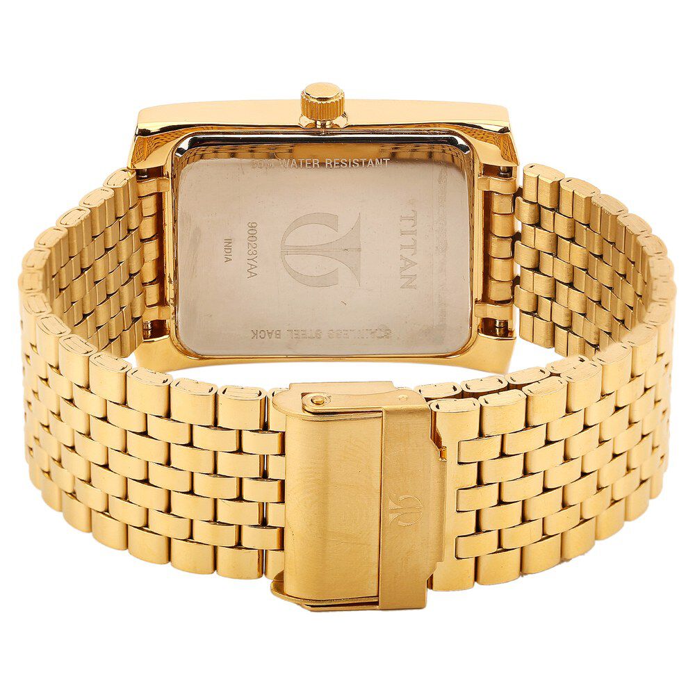 Titan Quartz Analog with Day and Date Silver Dial Metal Strap Watch for Men-NH90023YM03A