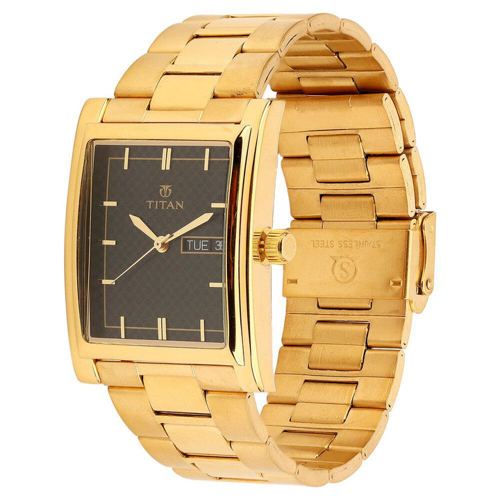 Titan Quartz Analog with Day and Date Black Dial Watch for Men-90024YM05J