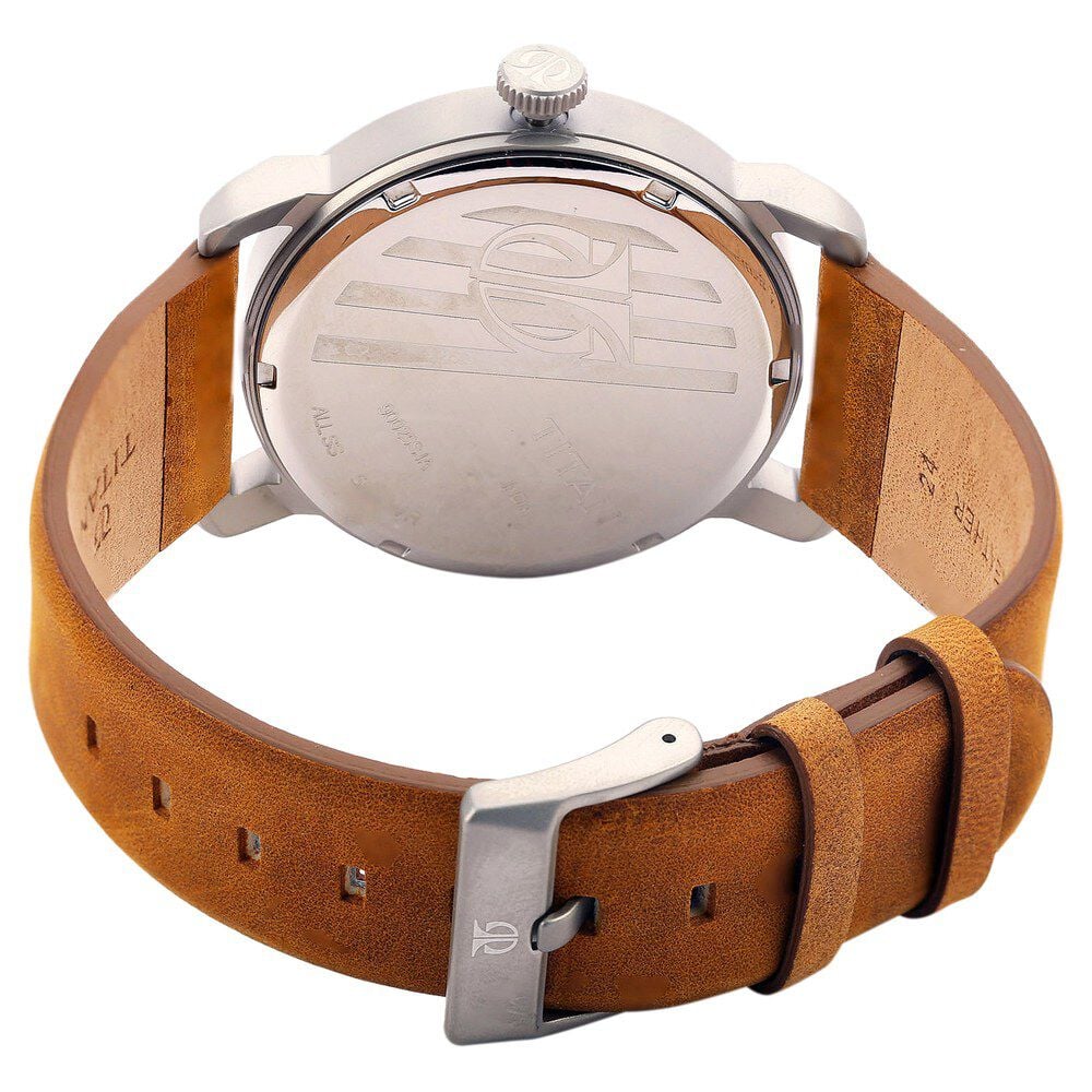 Titan Quartz Analog Black Dial Leather Strap Watch for Men-90025SL01