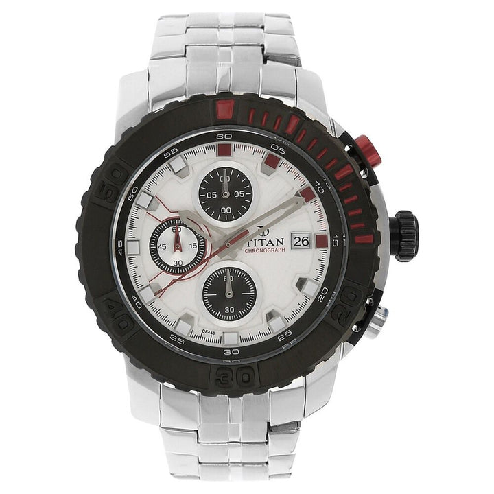 Titan Quartz Chronograph Silver Dial Watch for Men-90029KM03