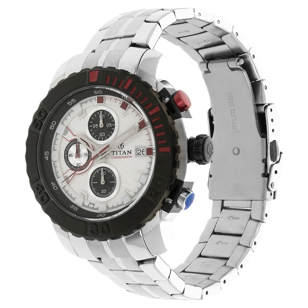 Titan Quartz Chronograph Silver Dial Watch for Men-90029KM03