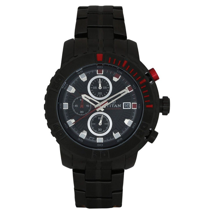 Titan Quartz Analog Black Dial Watch for Men-90029KM04