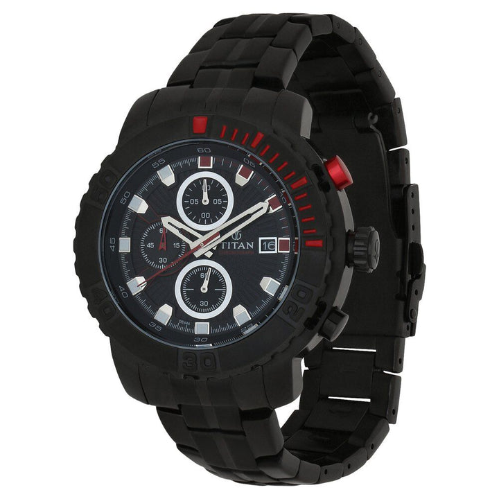 Titan Quartz Analog Black Dial Watch for Men-90029KM04