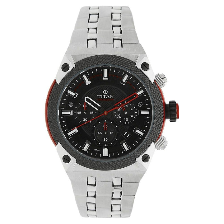 Titan Quartz Analog Black Dial Watch for Men-90030KM01