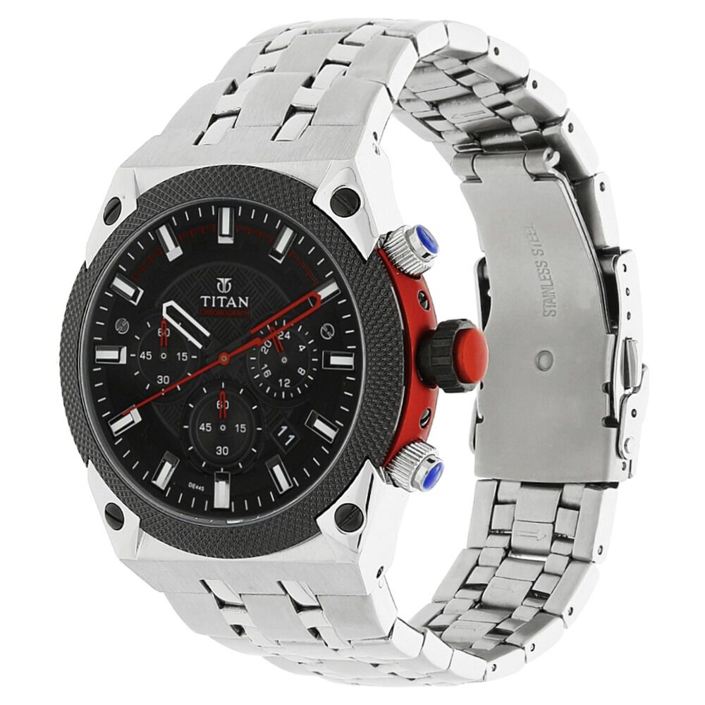 Titan Quartz Analog Black Dial Watch for Men-90030KM01