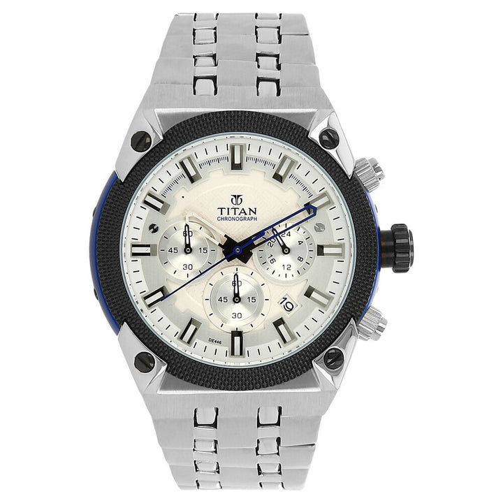 Titan Quartz Analog Silver Dial Watch for Men-90030KM02