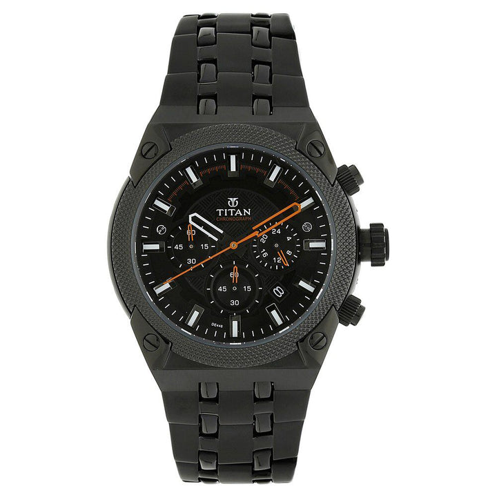 Titan Quartz Analog Black Dial Metal Strap Watch for Men-NF90030NM01ME