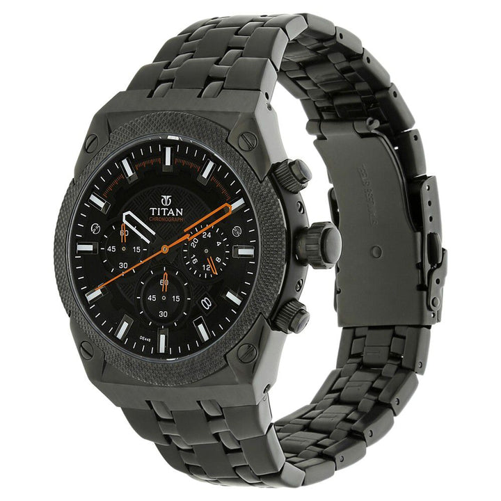 Titan Quartz Analog Black Dial Watch for Men-90030NM01