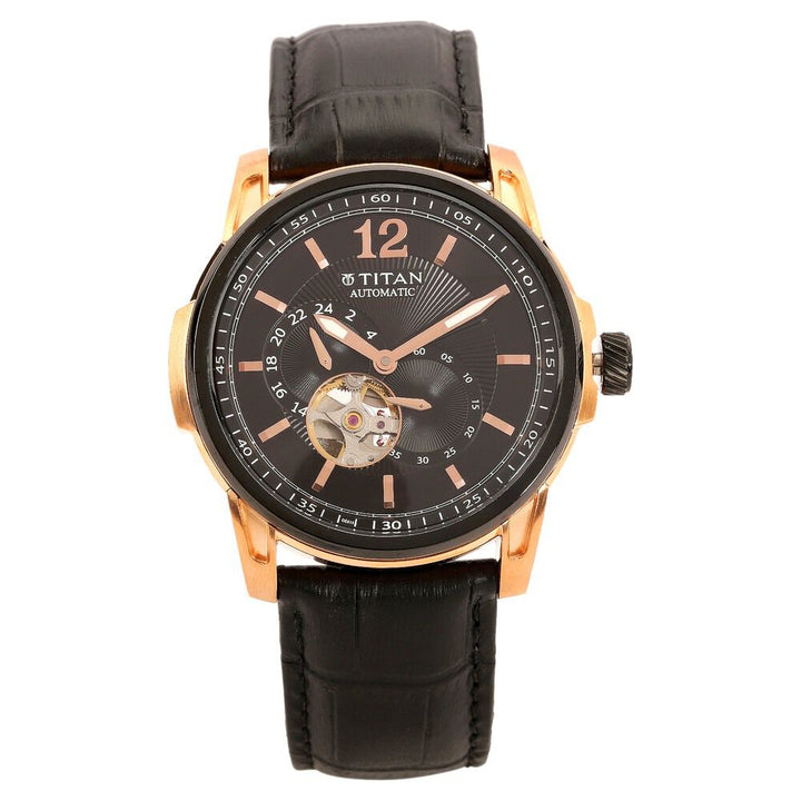 Titan Automatic Black Dial Stainless Steel Strap watch for Men-NH90034KL02J