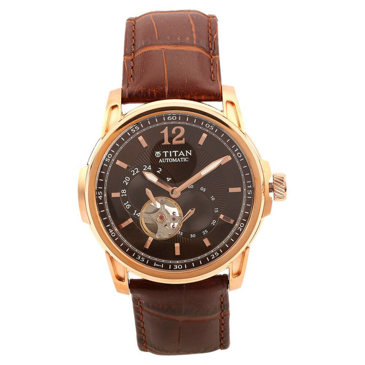 Titan Automatic Brown Dial Stainless Steel Strap watch for Men-NH90034WL01J