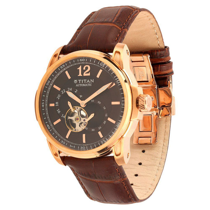 Titan Automatic Brown Dial Stainless Steel Strap watch for Men-NH90034WL01J