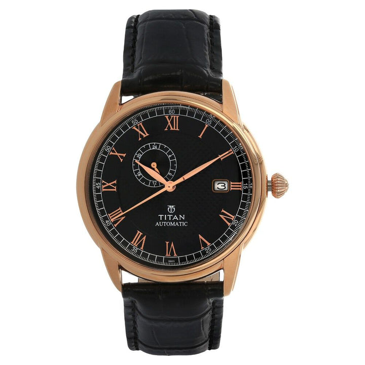 Titan Automatic Brown Dial Leather Strap watch for Men-NH90037WL01J