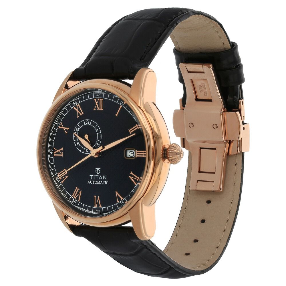 Titan Automatic Brown Dial Leather Strap watch for Men-NH90037WL01J