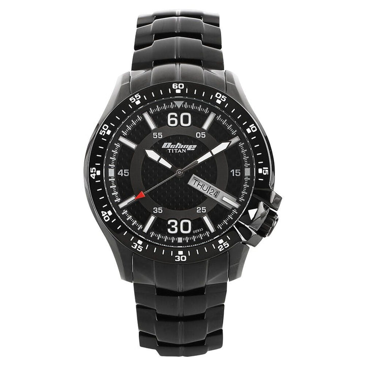 Titan Analog Black Dial with Day and Date Stainless Steel Strap watch for Men-90042NM01J