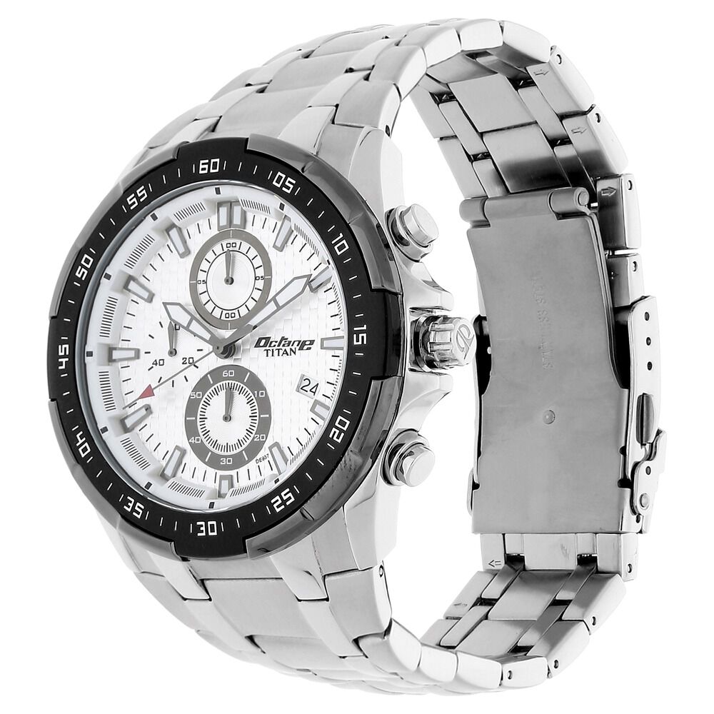 Titan Quartz Chronograph Silver Dial Stainless Steel Strap Watch for Men-90044KM01