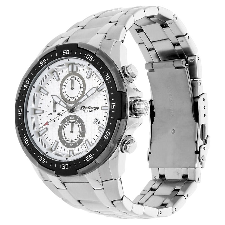 Titan Quartz Chronograph Silver Dial Stainless Steel Strap Watch for Men-90044KM01
