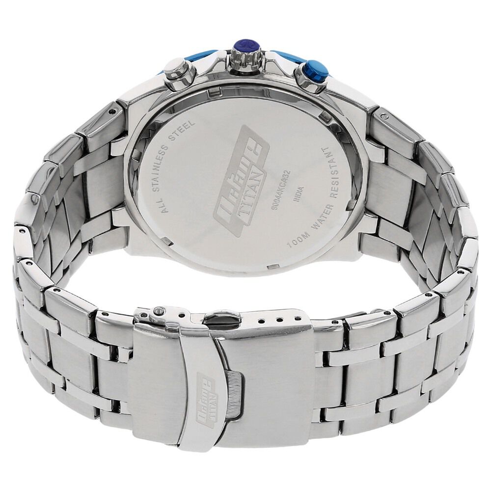 Titan Quartz Chronograph Blue Dial Stainless Steel Strap Watch for Men NS90044KM03