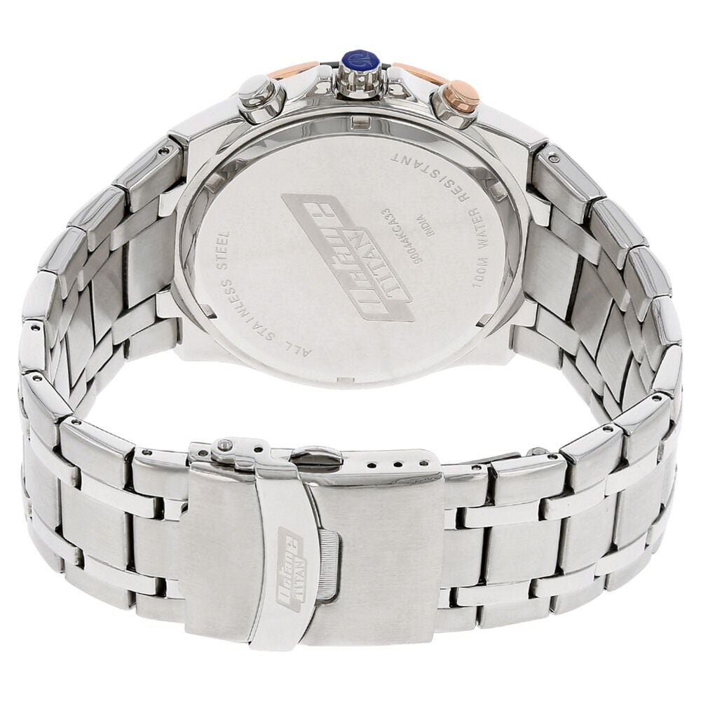 Titan Quartz Chronograph Black Dial Stainless Steel Strap Watch for Men NS90044KM04