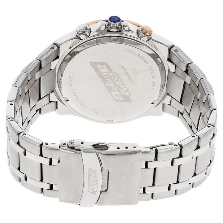 Titan Quartz Chronograph Black Dial Stainless Steel Strap Watch for Men NS90044KM04