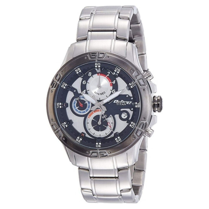Titan Quartz Chronograph White Dial Stainless Steel Strap Watch for Men-NM90047KM01
