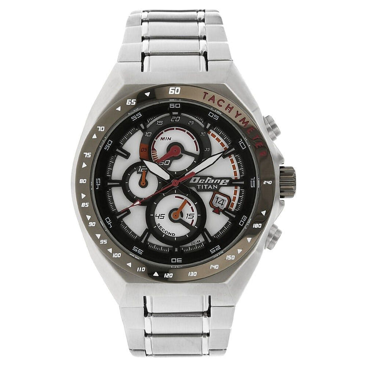 Titan Octane Chrono Silver Dial Stainless Steel Strap watch for Men-90048KM01