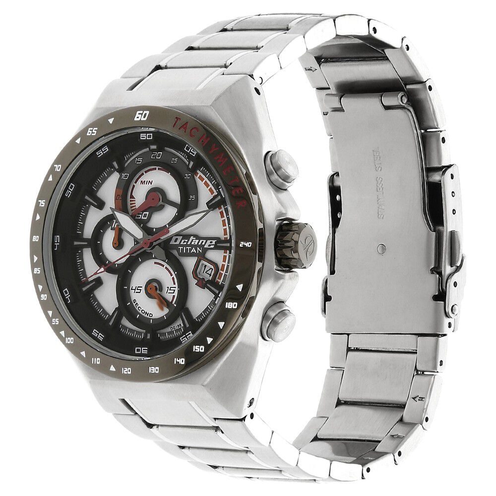 Titan Octane Chrono Silver Dial Stainless Steel Strap watch for Men-90048KM01