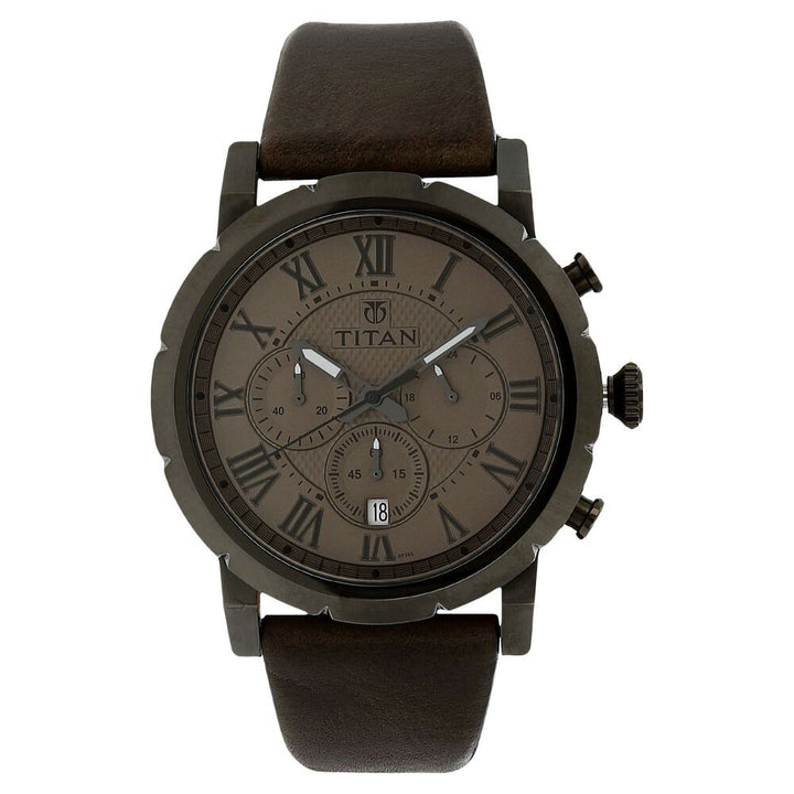 Titan Analog Grey Dial with Date Stainless Steel Strap watch for Men-NL90050QL02