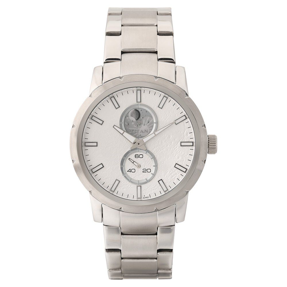 Titan Moonphase Dial Stainless Steel Strap watch for Men 90050SM01