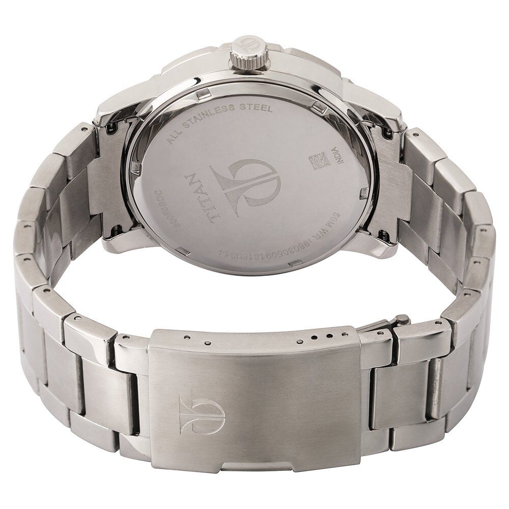 Titan Moonphase Dial Stainless Steel Strap watch for Men 90050SM01