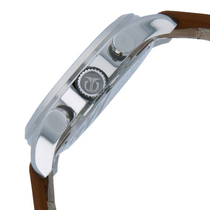 Titan Quartz Chronograph Silver Dial Leather Strap Watch for Men-90052SL01J