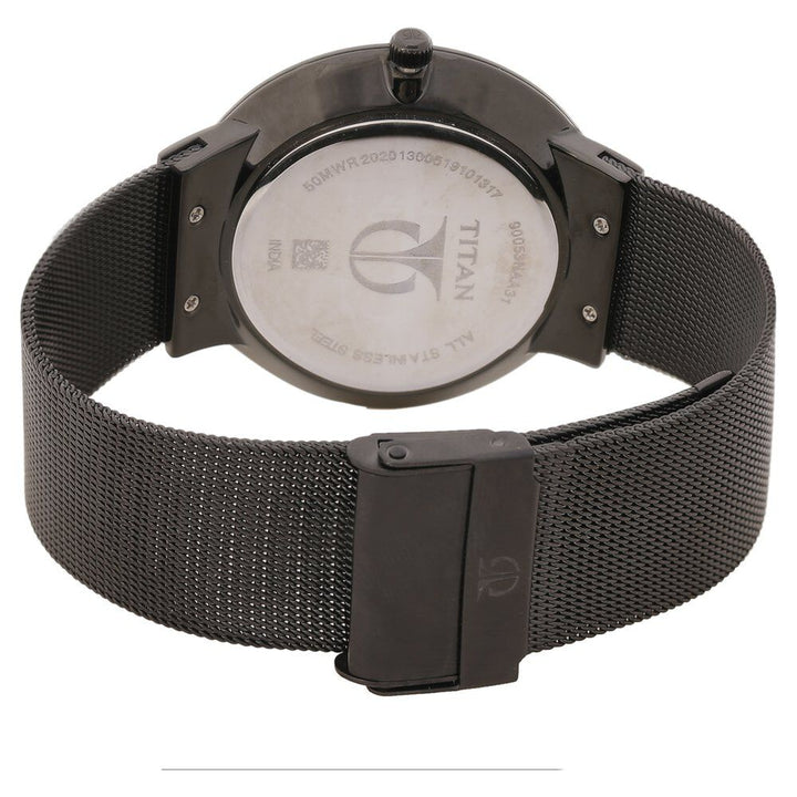 Titan Quartz Analog with Date Black Dial Stainless Steel Strap Watch for Men NQ90053NM01