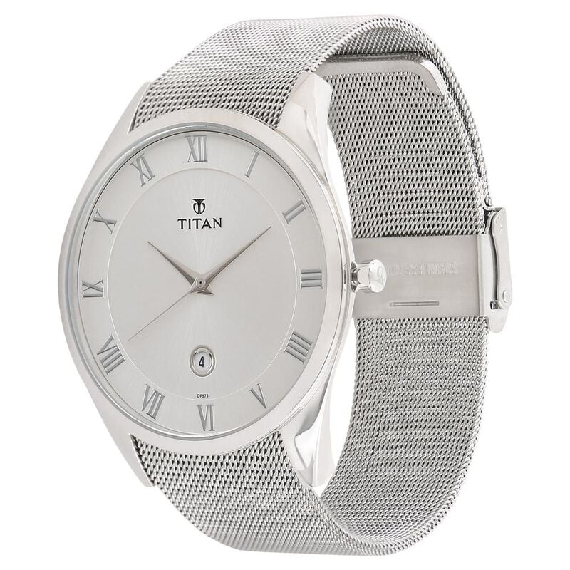 Titan Quartz Analog with Date Silver Dial Stainless Steel Strap Watch for Men NN90054SM01 / 90054SM01