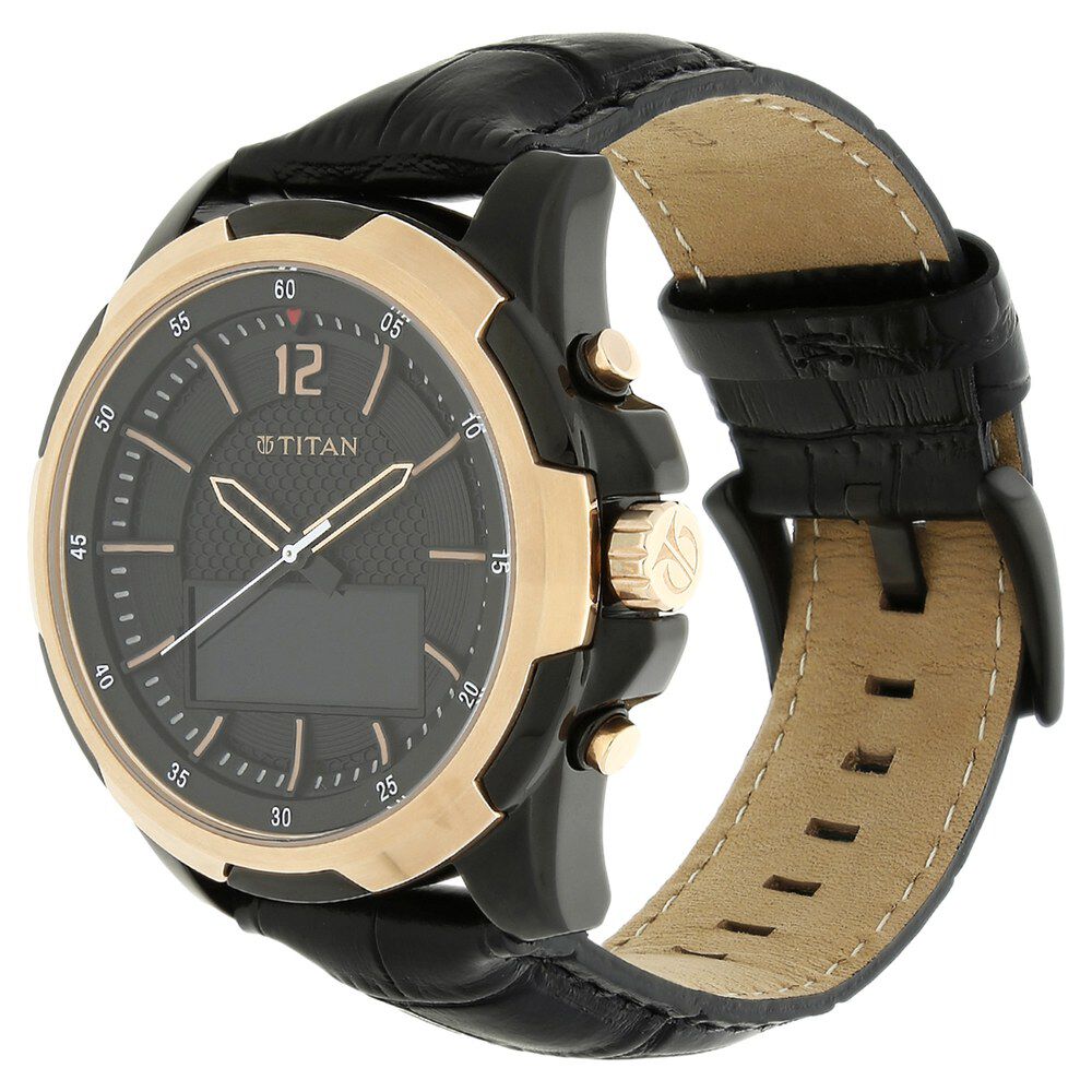 Titan Ana Digi Black Dial Stainless Steel Strap watch for Men-90055KL01