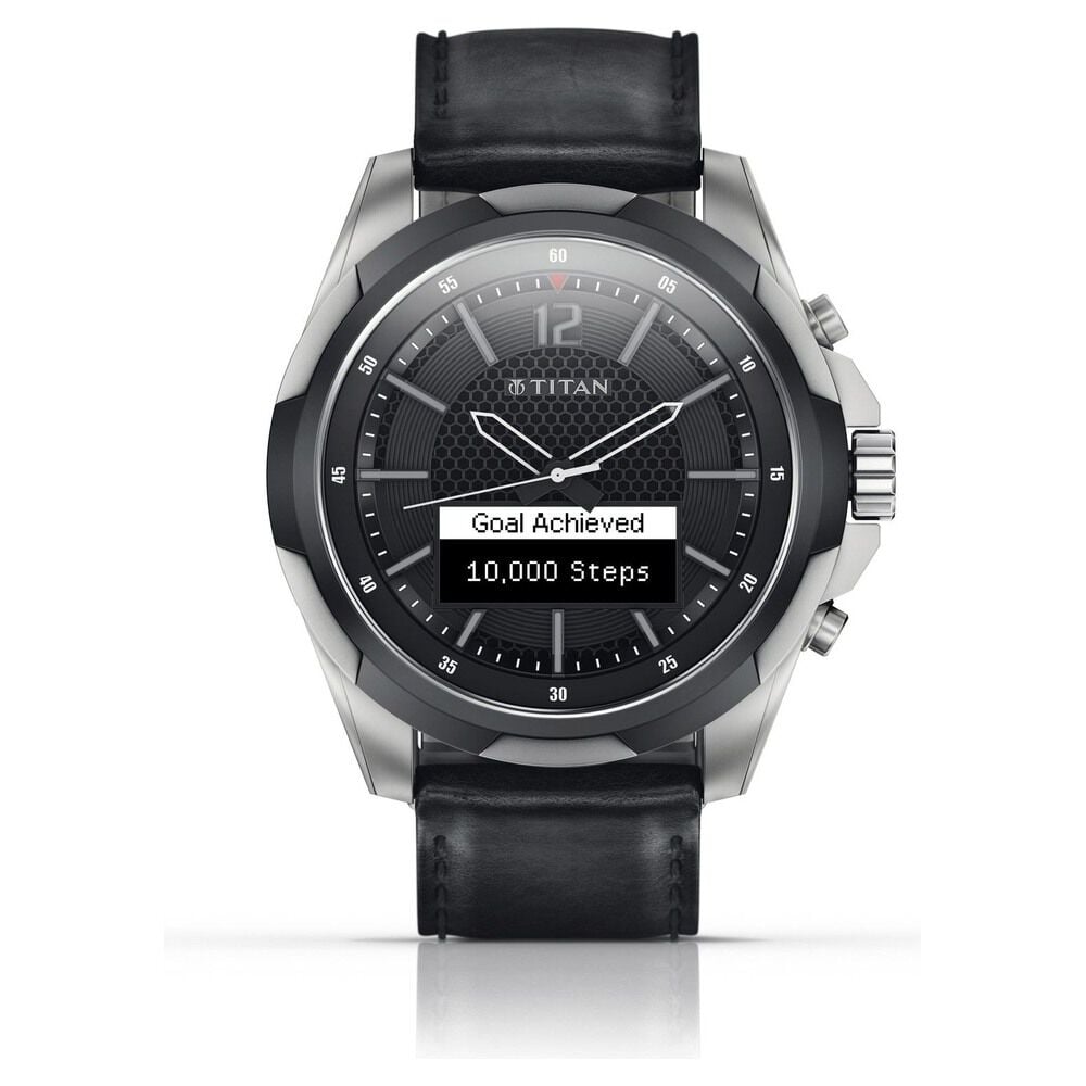 Titan JUXT Black Dial Ana Digi Leather Strap watch for Men-90055TL01