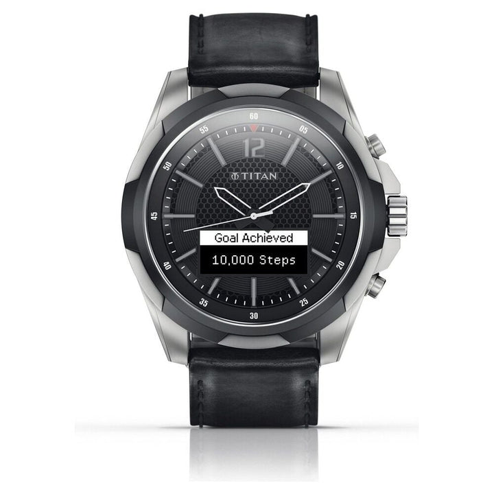 Titan JUXT Black Dial Ana Digi Leather Strap watch for Men-90055TL01