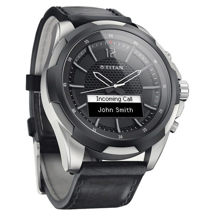 Titan JUXT Black Dial Ana Digi Leather Strap watch for Men-90055TL01